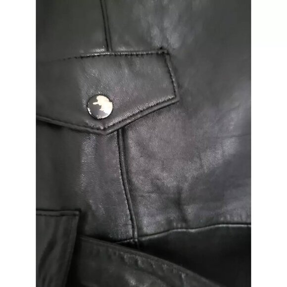 Harley Davidson Vintage Leather Belted Ladies Coat - Black Size Med - Picture 3 of 3